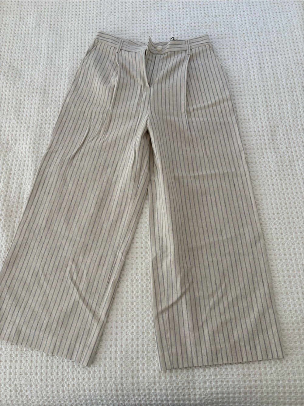 rag & bone Neutral Beige Pinstripe Wide-Leg Chinos